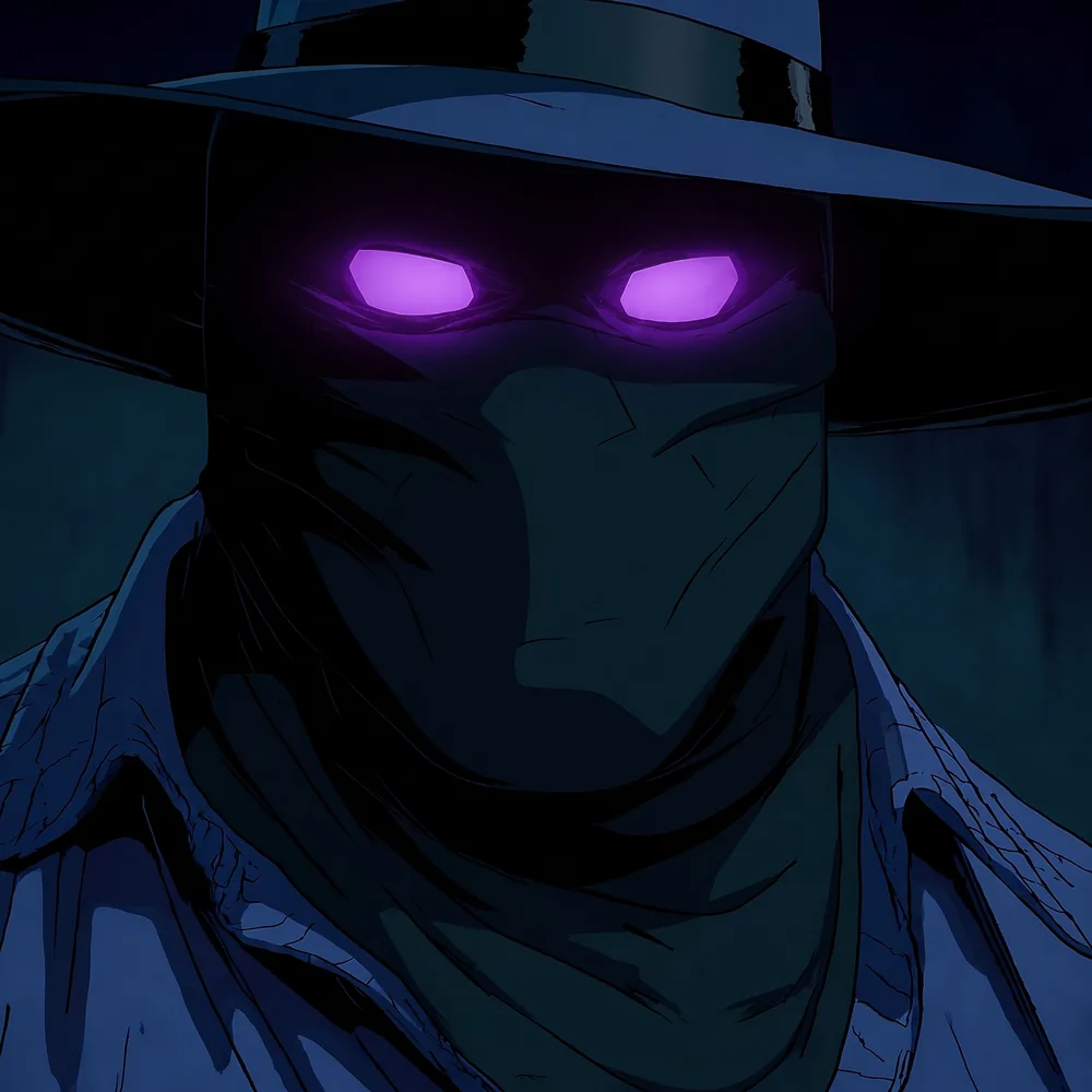 Payne Freeman in near darkness, amethyst eyes the only light
